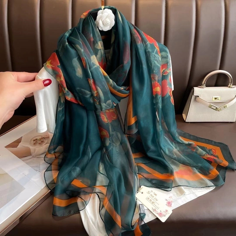 Women's Elegant Color Block Yourou Yarn Silk Scarf