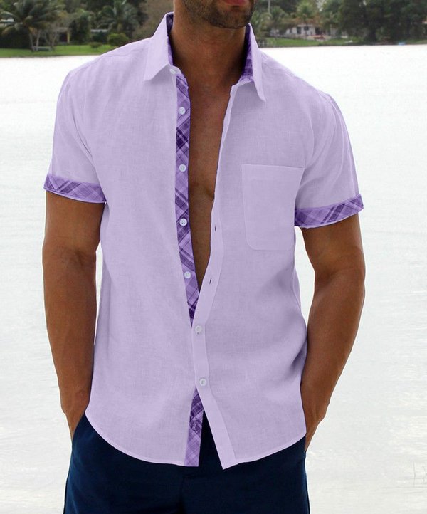 Men's Casual Plaid Collar Button Shirt