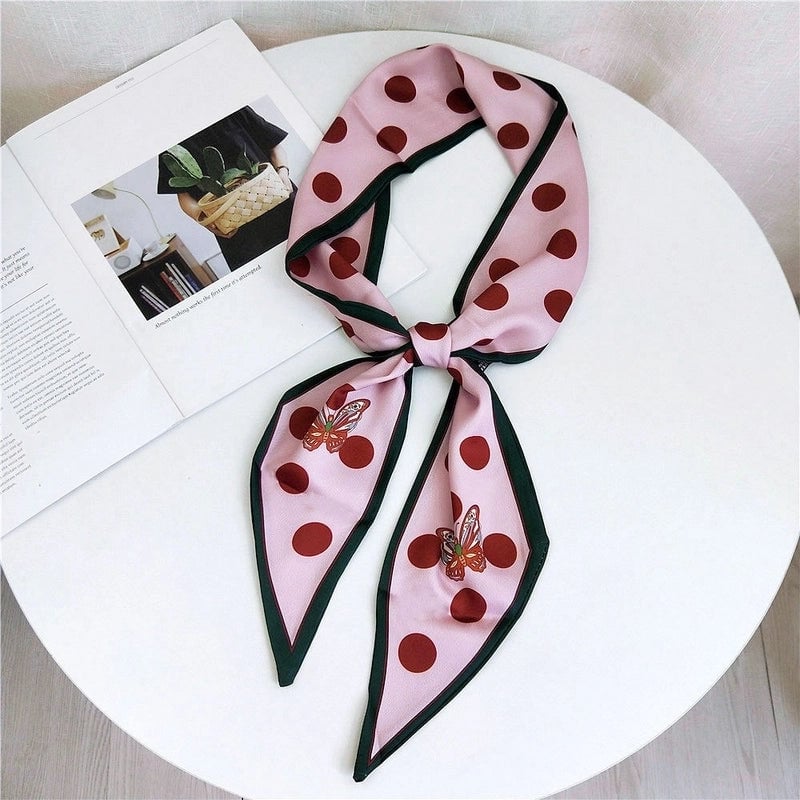 Women's Sweet Polka Dots Heart Shape Butterfly Polyester Satin Printing Silk Scarves