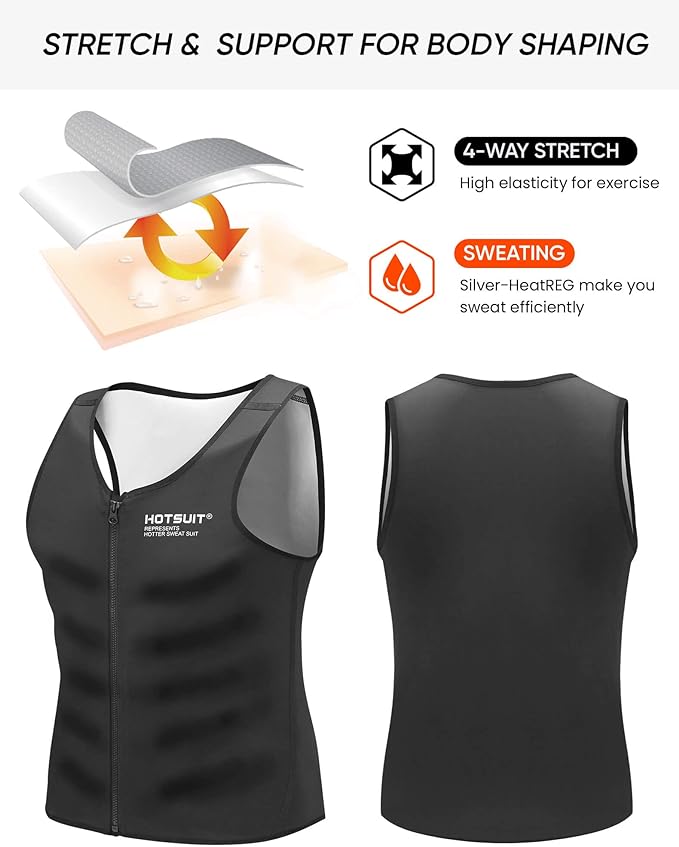 HOTSUIT Full Zipper Heavy Sauna Vest for Men