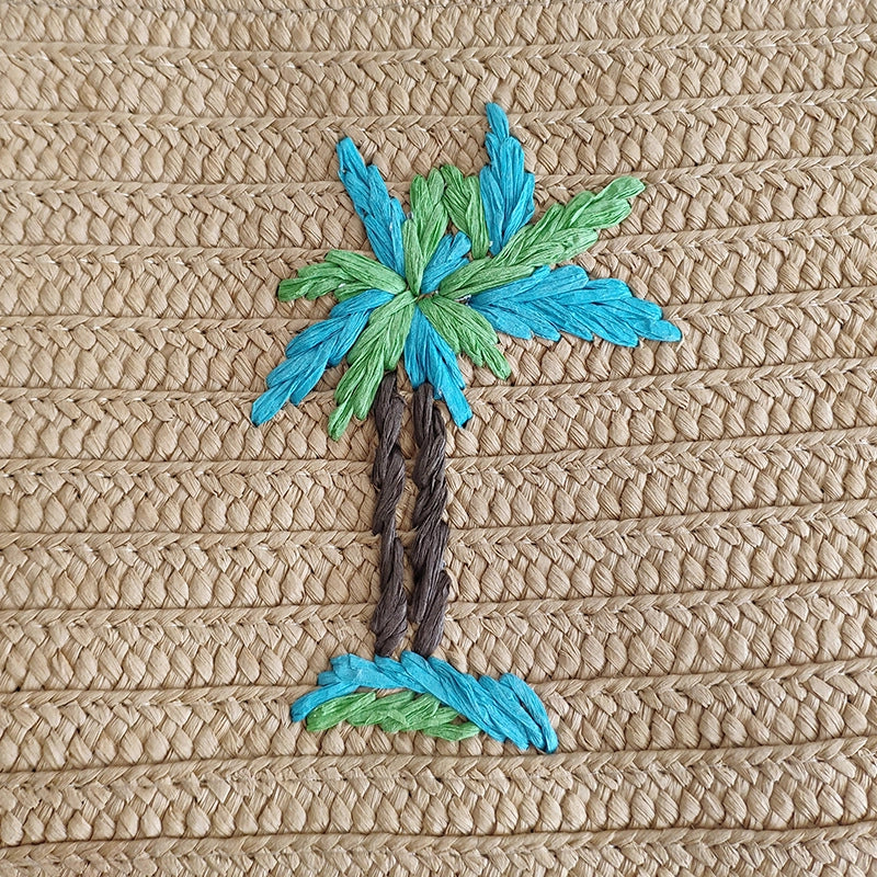Coconut Tree Straw Tree Weave Square Clutches