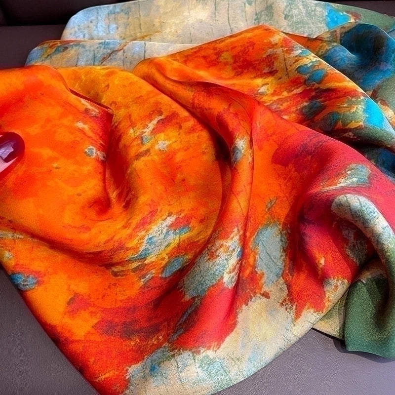 90cm Square Scarf Birch Simulation Silk Scarf Trend Ladies Silk Scarf