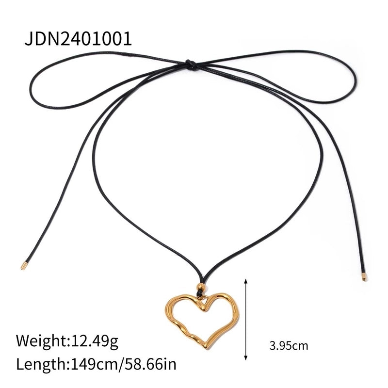 Vacation Minimalist Heart Shape 304 Stainless Steel Zircon 18K Gold Plated Plating Earrings Necklace