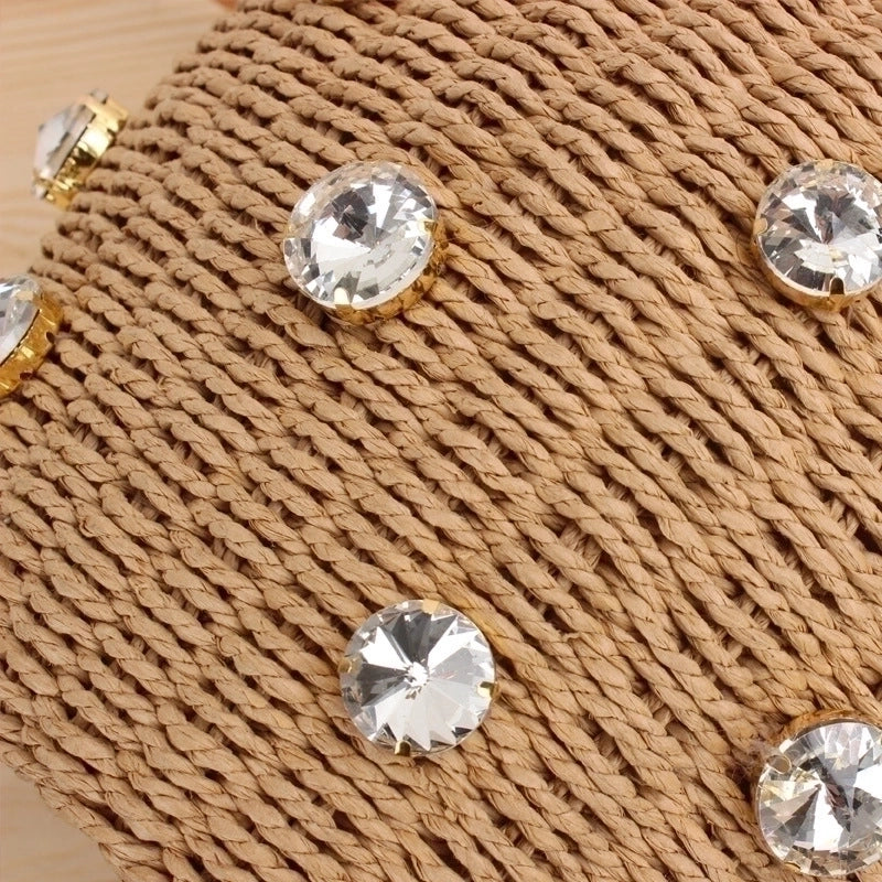 Women's Small Spring&summer Straw Solid Color Vacation Bucket String Straw Bag