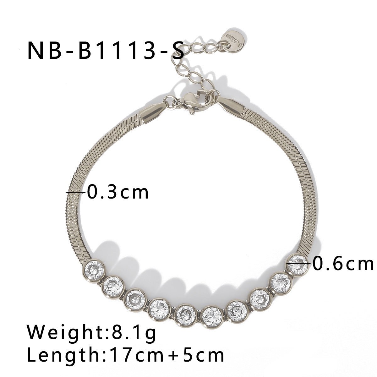 Ins Stainless Steel Zircon Pearl Bracelet C-Shaped Wave Line Open Gold-Plated Bracelet Design Female