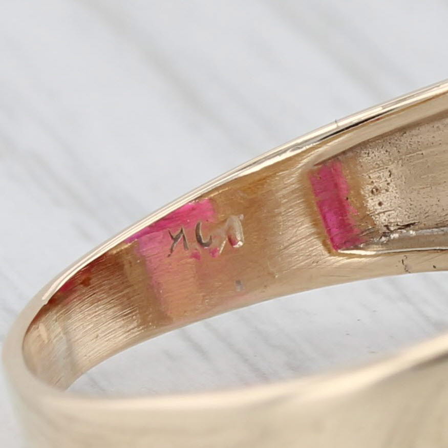 Masonic Blue Lodge Signet Ring Lab Created Ruby 10k Gold Square Compass Sz 12.5