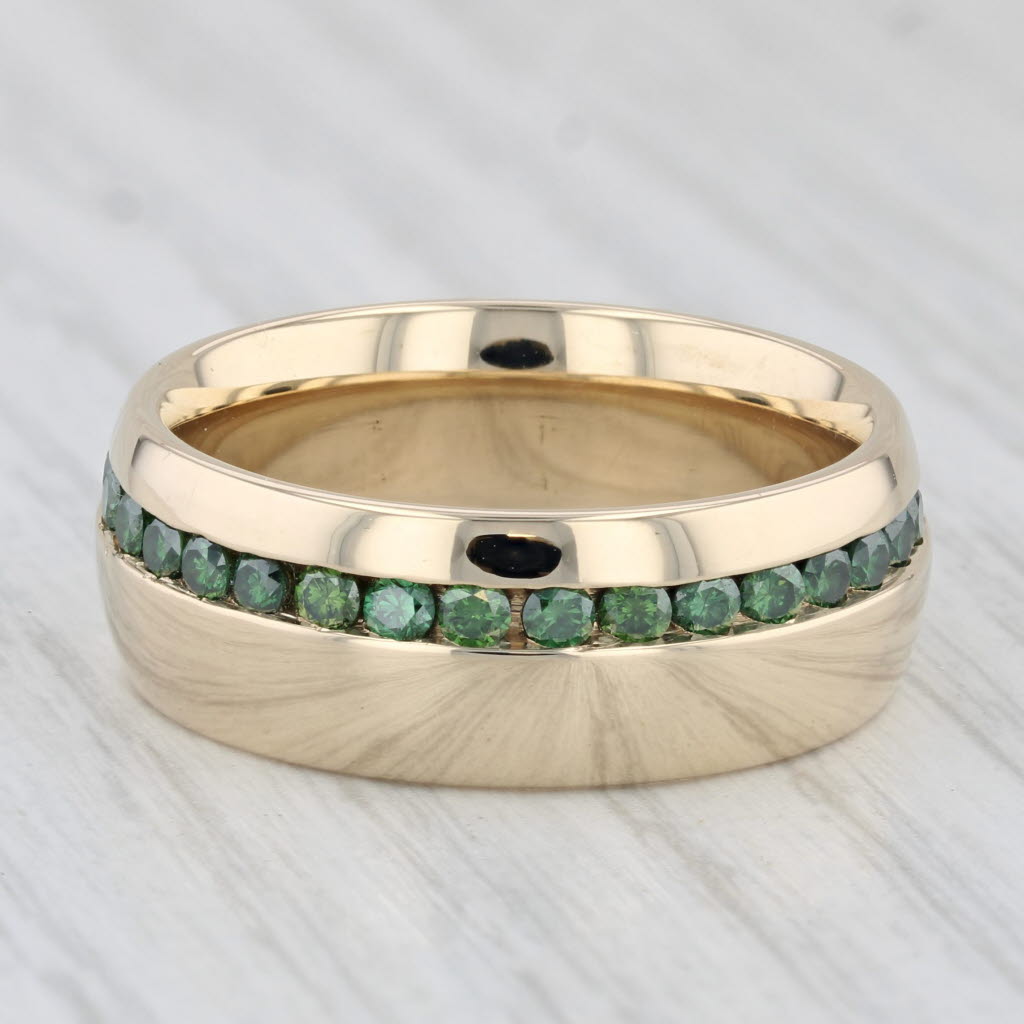1ctw Green Diamond Ring 14k Yellow Gold Size 9 Wedding Band