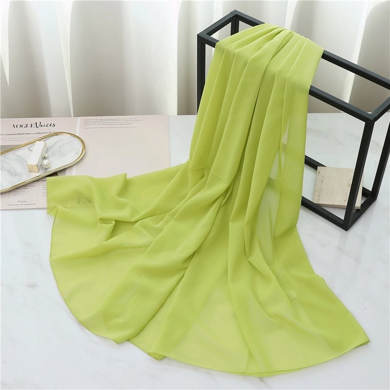 Pearl Chiffon Scarf Solid Color Rectangular Scarf Women's Shawl Basic Scarf