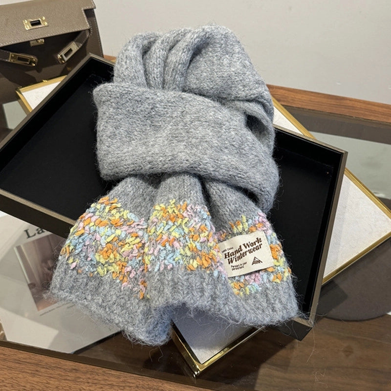 Women's Cute Lady Letter Solid Color Knit Scarf