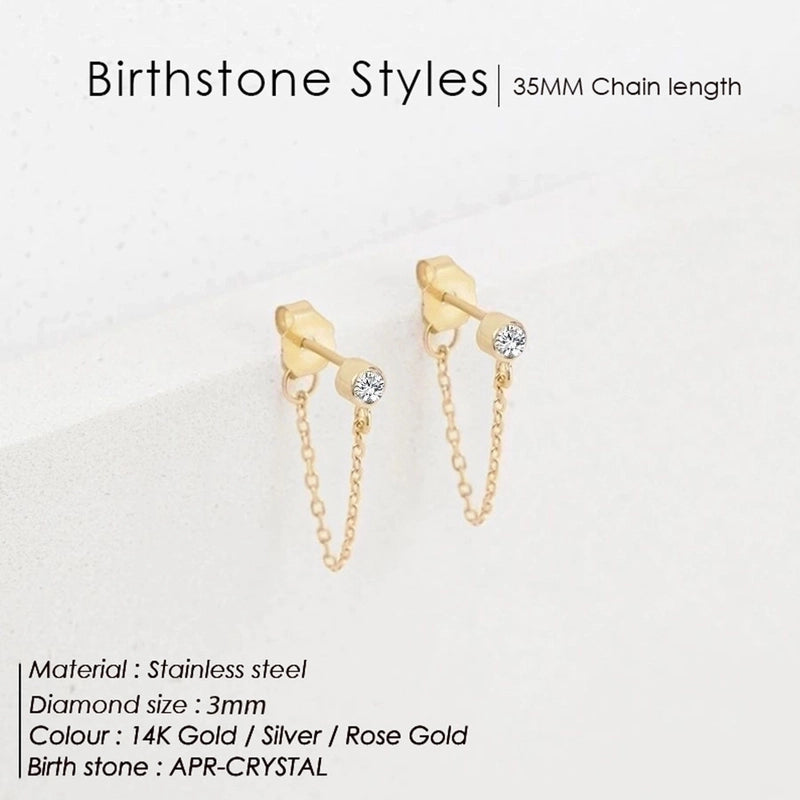 1 Pair Minimalist Geometric Inlay Stainless Steel Rhinestones 14K Gold Plated Rose Gold Plated Drop Earrings