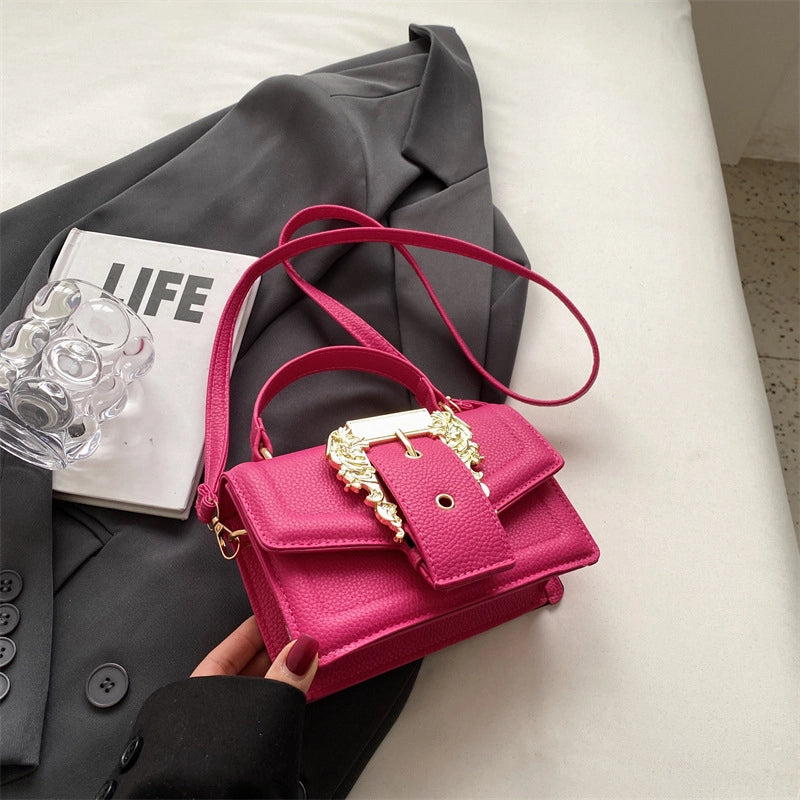 Women's Medium Pu Leather Solid Color Streetwear Square Magnetic Buckle Shoulder Bag Handbag Crossbody Bag