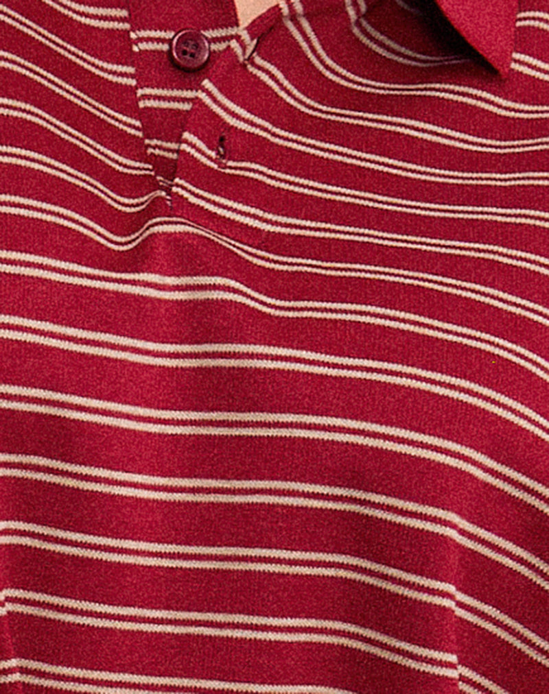 Kemillau Baggy Shirt in Burgundy with White Stripes