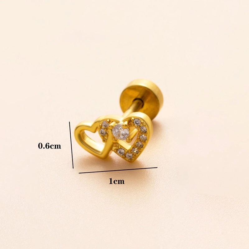 1 Piece Ear Cartilage Rings & Studs Minimalist Classic Style Heart Shape Snake Butterfly Copper Polishing Inlay Zircon 18K Gold Plated Ear Cartilage Rings & Studs