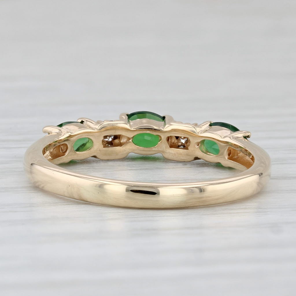 0.88ctw Green Chrome Diopside Diamond Ring 14k Yellow Gold Stackable Size 8.75