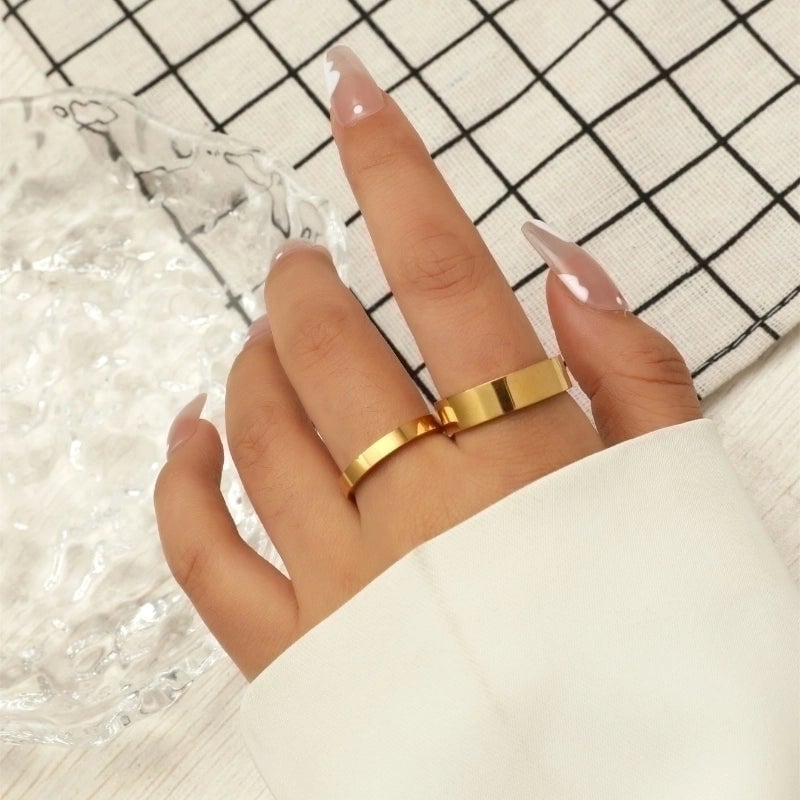 Simple Flat Ring Two-piece Stainless Steel Ring
