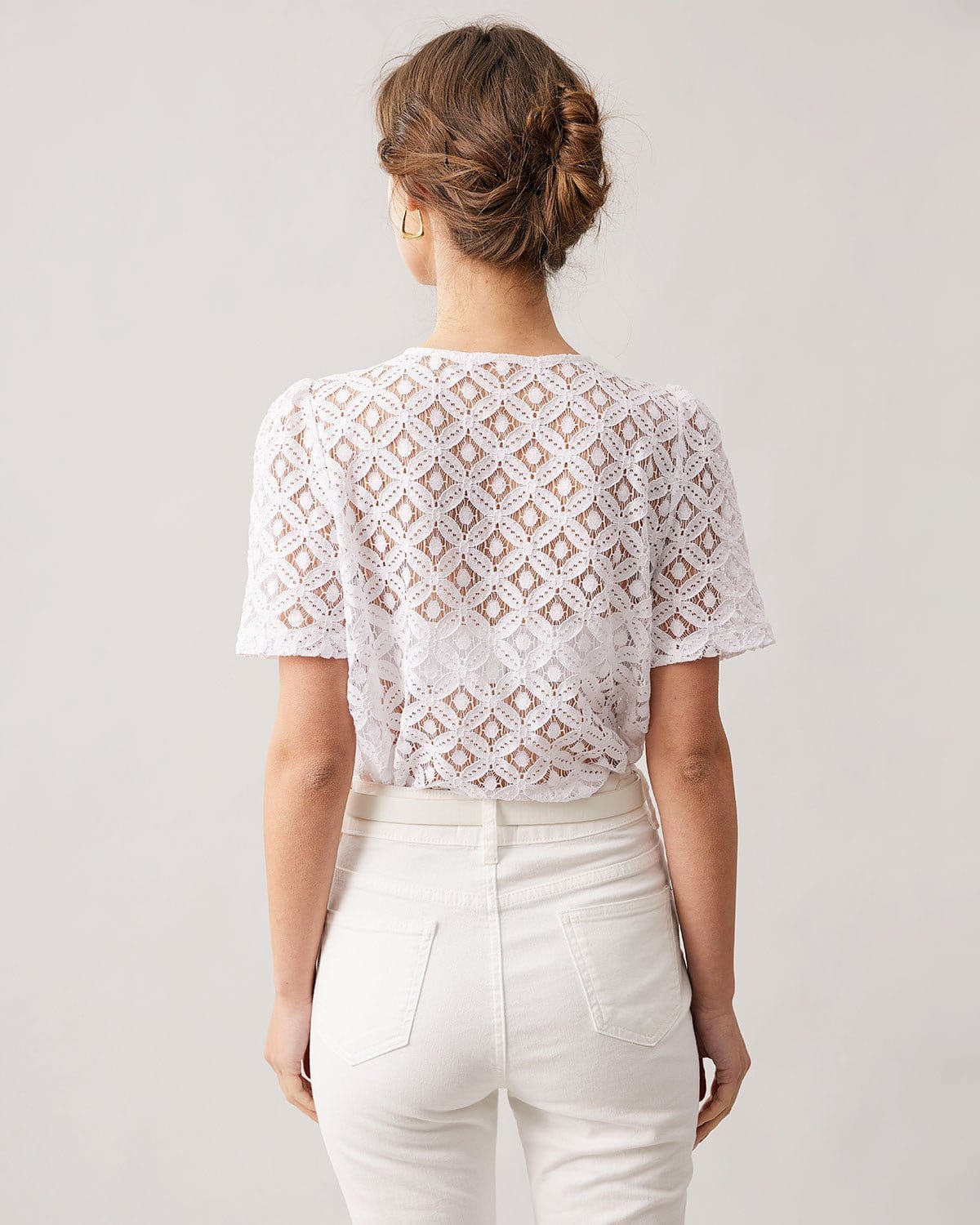 The White Lace Puff Sleeve Blouse