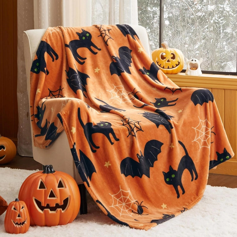 Halloween Casual Vacation Bat Polyester Cover Blanket Cover Blanket Couch & Sofa Decor