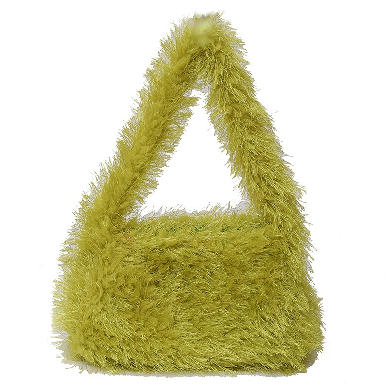 Autumn And Winter Cute Furry Portable Women's Bag Warm Furry Underarm Bag Korean Style Women's Popular One Shoulder Bag Fashion