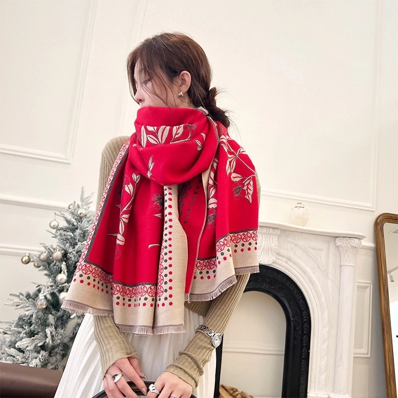 Women's Casual Minimalist Flower Imitation Cashmere Scarf