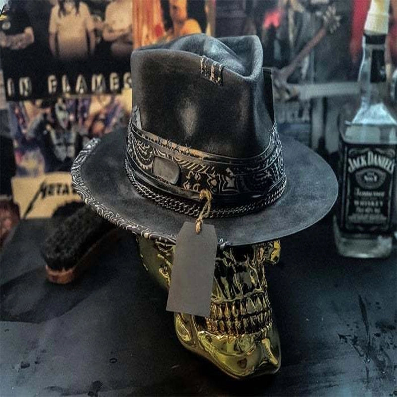 Halloween New sad Reaper Handmade Skull Hat Felt Cowboy Hat Independent Station