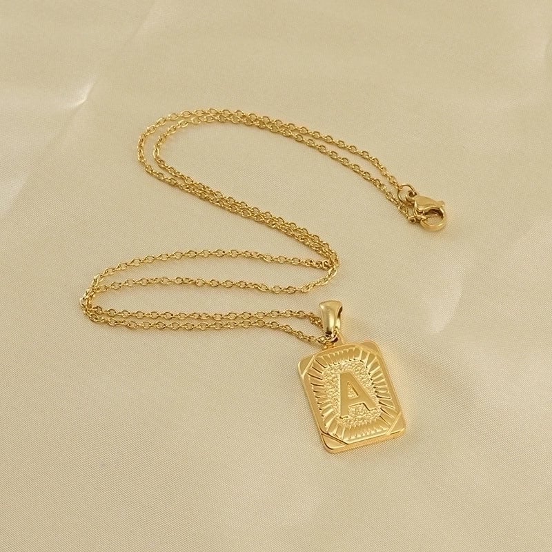 Retro Letter Square Stripe Stainless Steel Plating Necklace 1 Piece