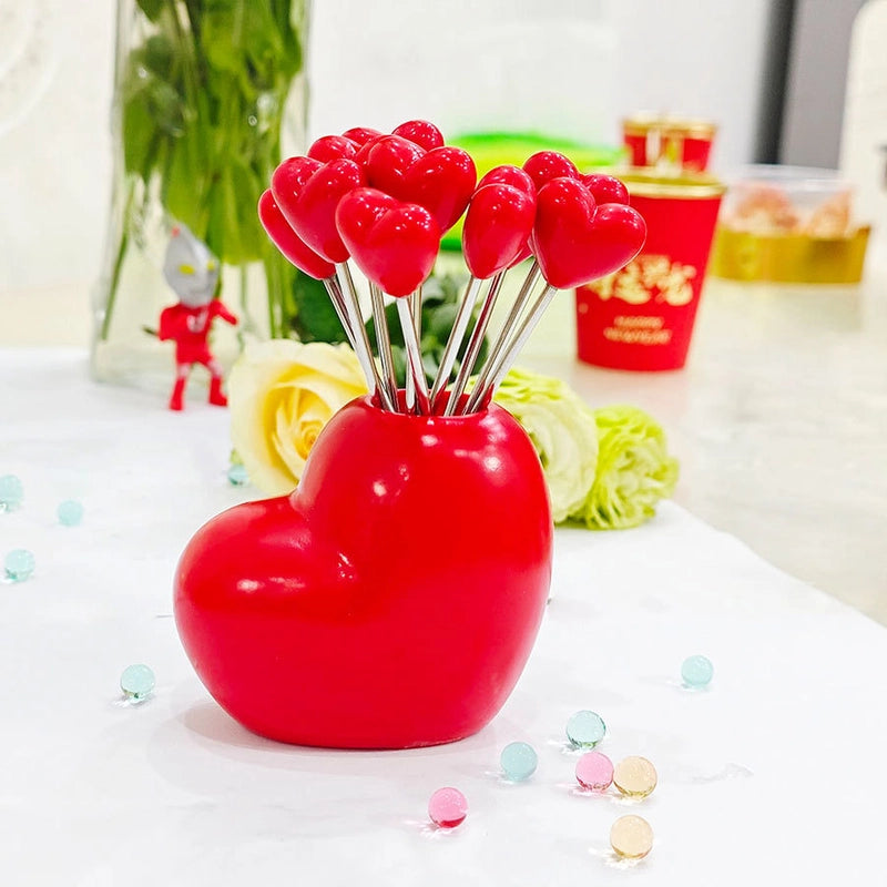 Cute Apple Strawberry Banana 201 Stainless Steel Plastic Fruit Fork 1 Set