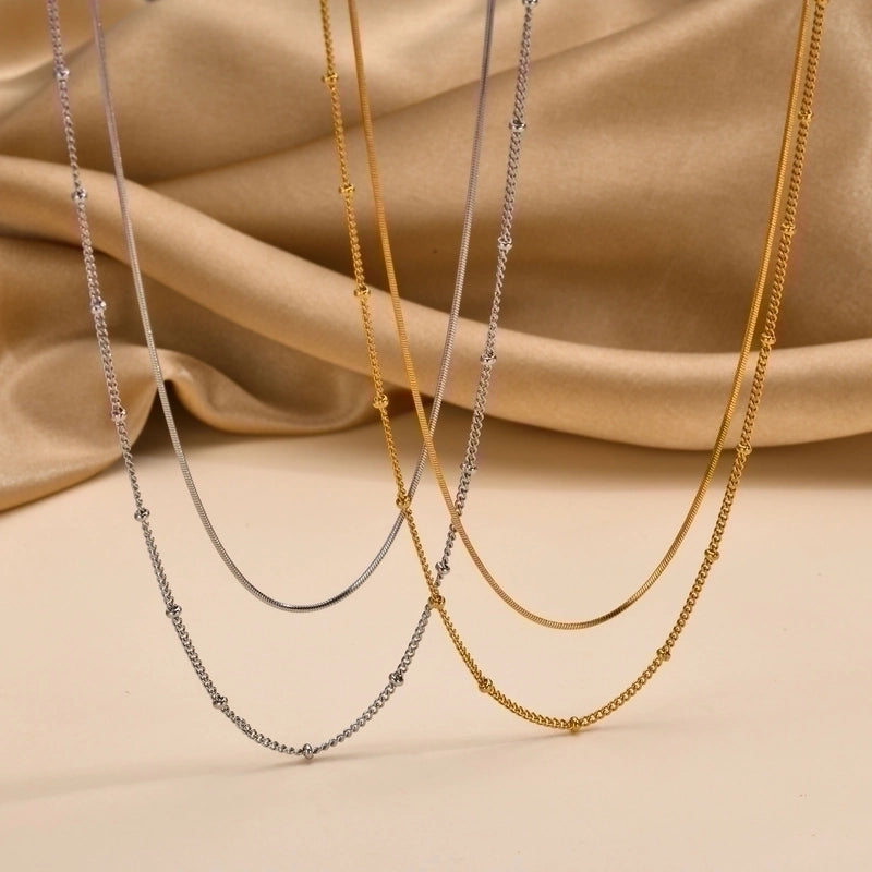 201 Stainless Steel IG Style Minimalist Plating Solid Color Double Layer Necklaces