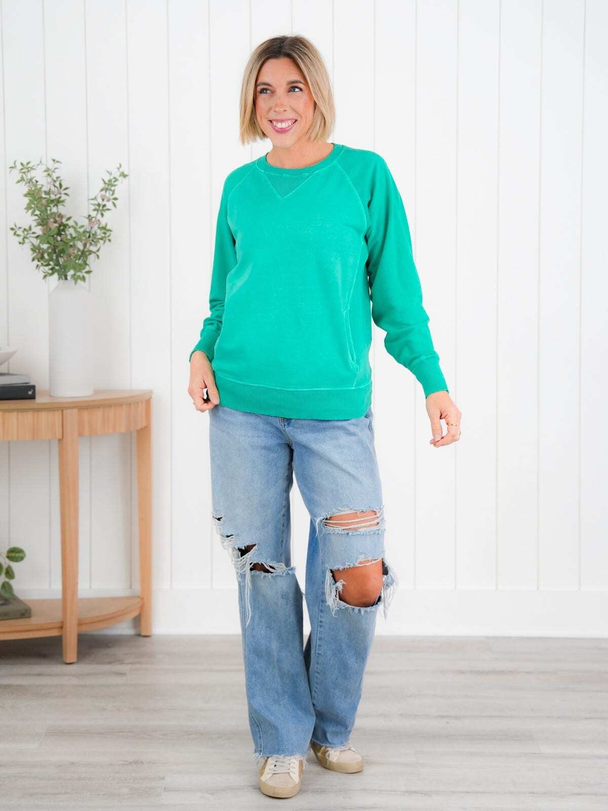 FINAL SALE⚡8 Packs for $24.95⚡ - Door Buster! Zenana Pigment Dyed French Terry Pullover w/ Pockets (Multiple Colors)