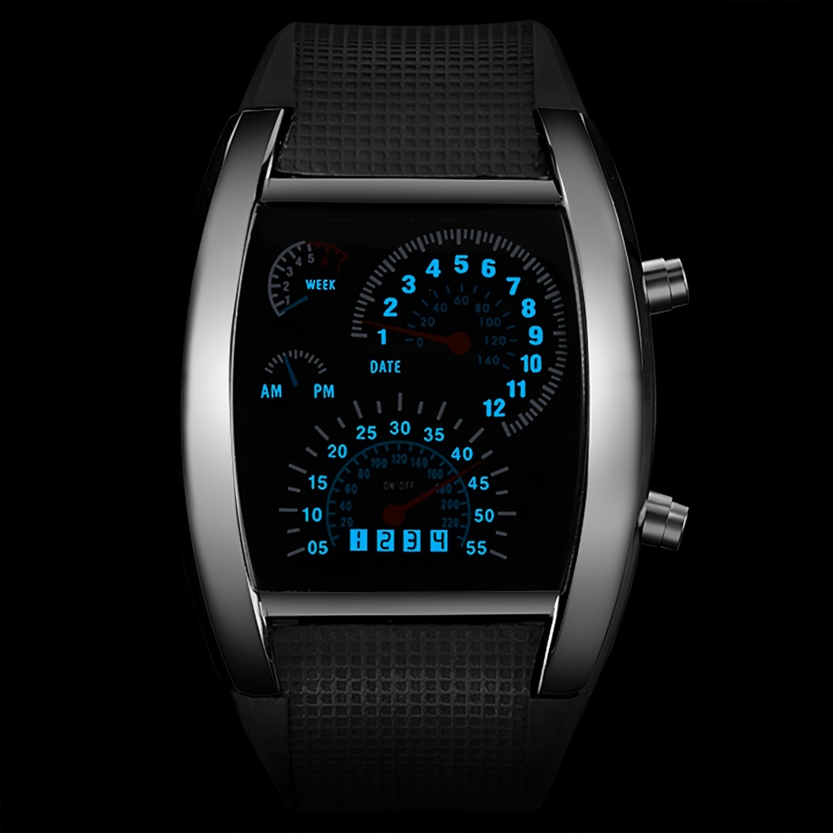 1pc Foreign Trade Cross-border Led Electronic Explosive Aviation Watch Men's Square Sports Dashboard Creative Watch