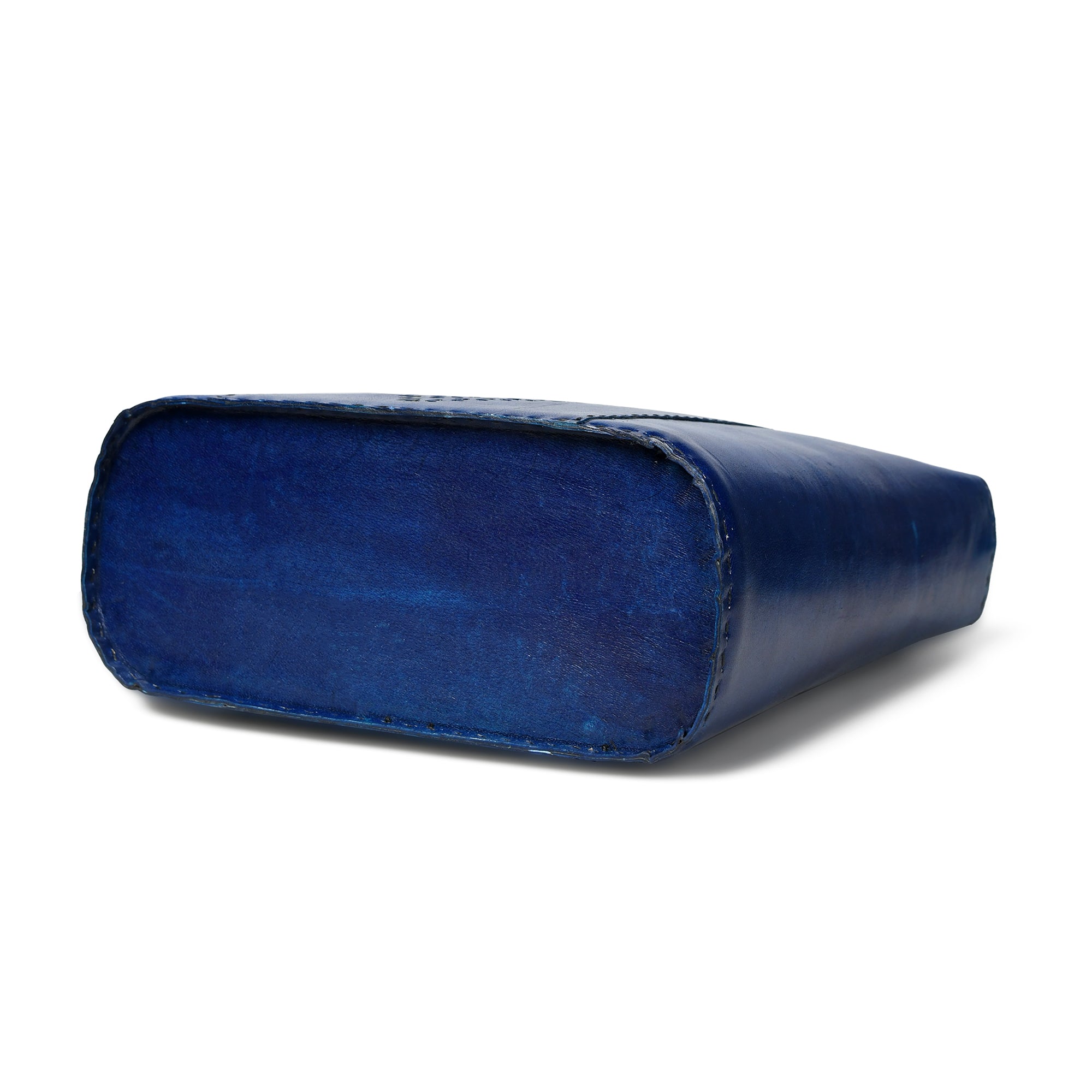 Solid Structure Blue Leather Mini Tote