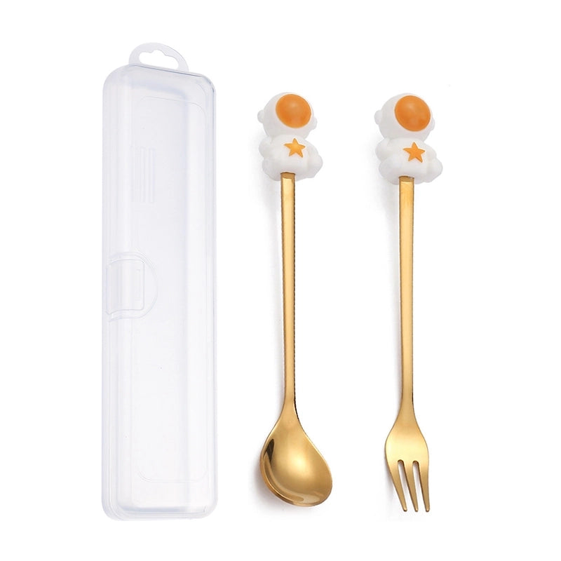 Christmas Cute Animal Santa Claus Stainless Steel Tableware 2 Pieces