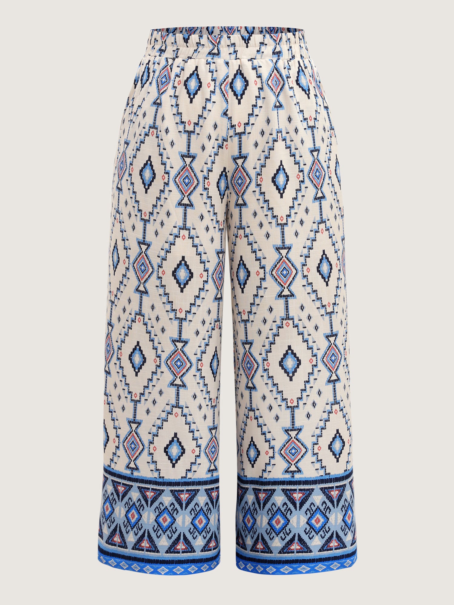 Boho Print Pockets Wide-Leg Pants