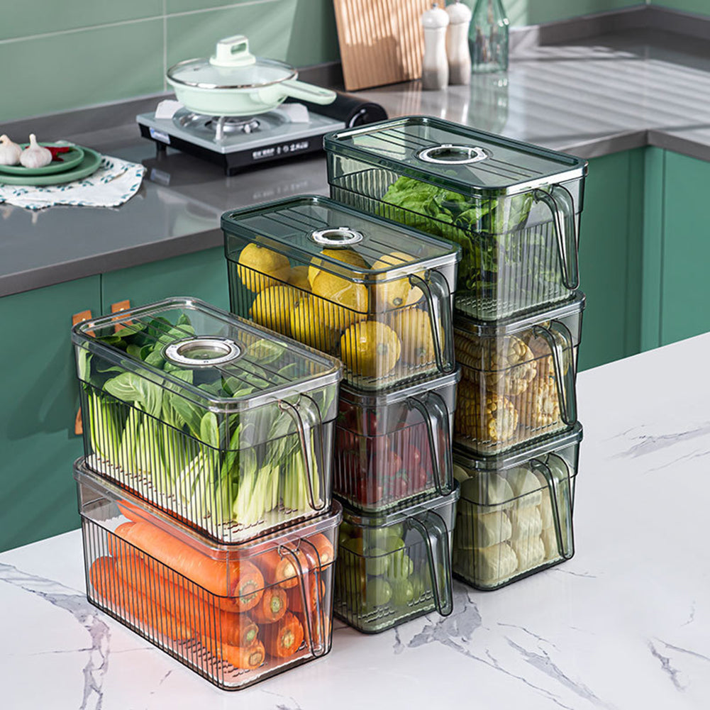 COMPACT ACRYLIC FRIDGE ORGANIZER WITH HANDLE – DURABLE & REUSABLE FOR FRUITS & VEGGIES