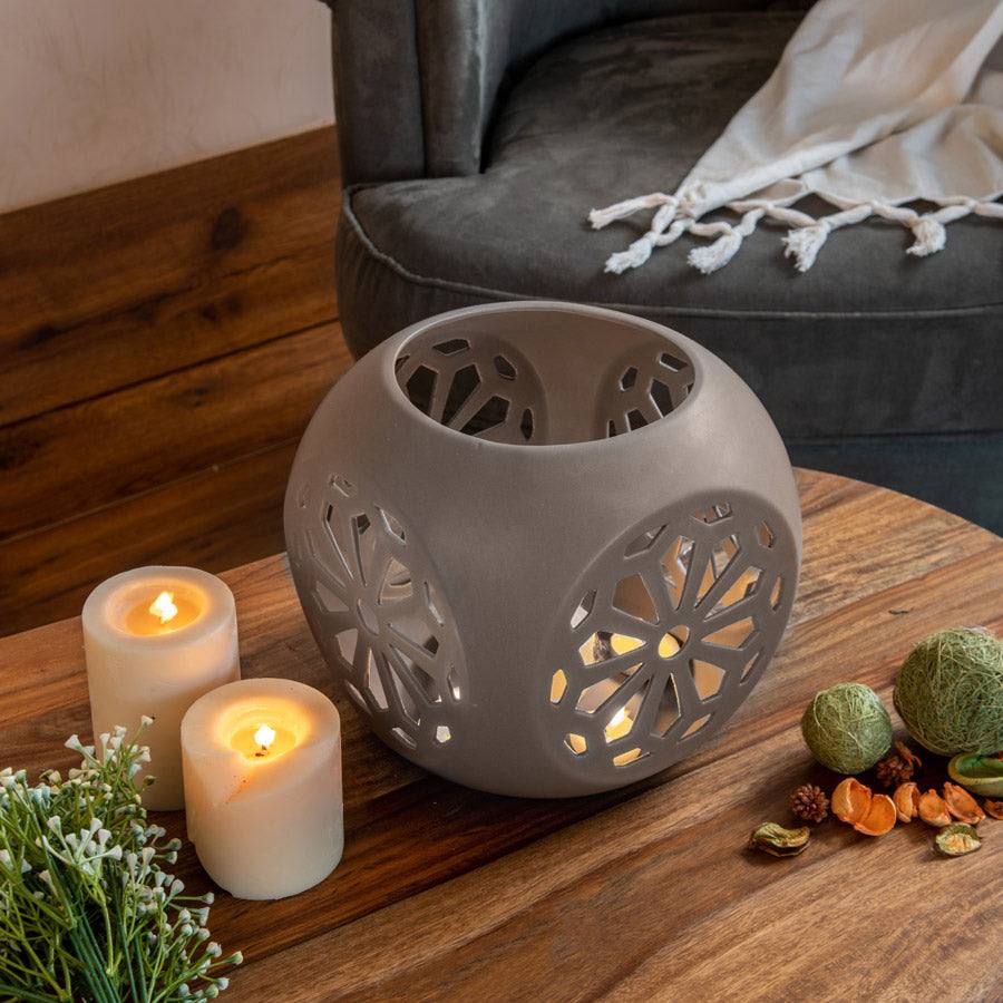 Fiore Ceramic Candle Holder Large - Grey