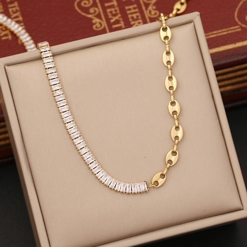 Fashion Color Block Stainless Steel Plating Inlay Zircon Bracelets Earrings Necklace