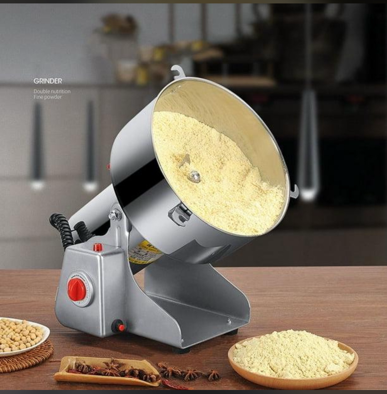 Electric Grain Grinder – High-Speed Stainless Steel Mill for Dry Spices, Grains, Coffee & More