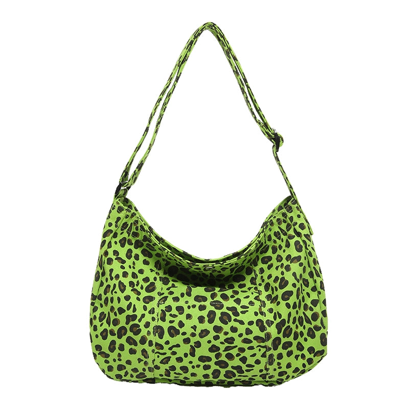 Women's Large Cloth Leopard Streetwear Square Zipper Crossbody Bag