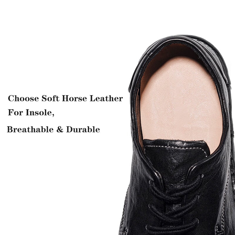 Handmade Stitching Lightweight Horse Leather Oxford Shoes Lace-Up Casual Shoes in Black/Red