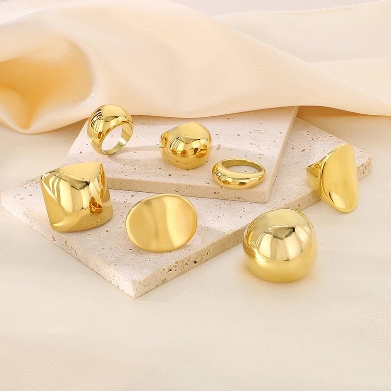 Vintage Style Geometric 304 Stainless Steel 18K Gold Plated Stainless Steel Rings