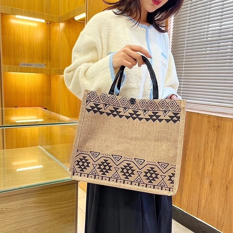 Women's Medium Fabric Geometric Basic Classic Style Weave Square Buckle Handbag