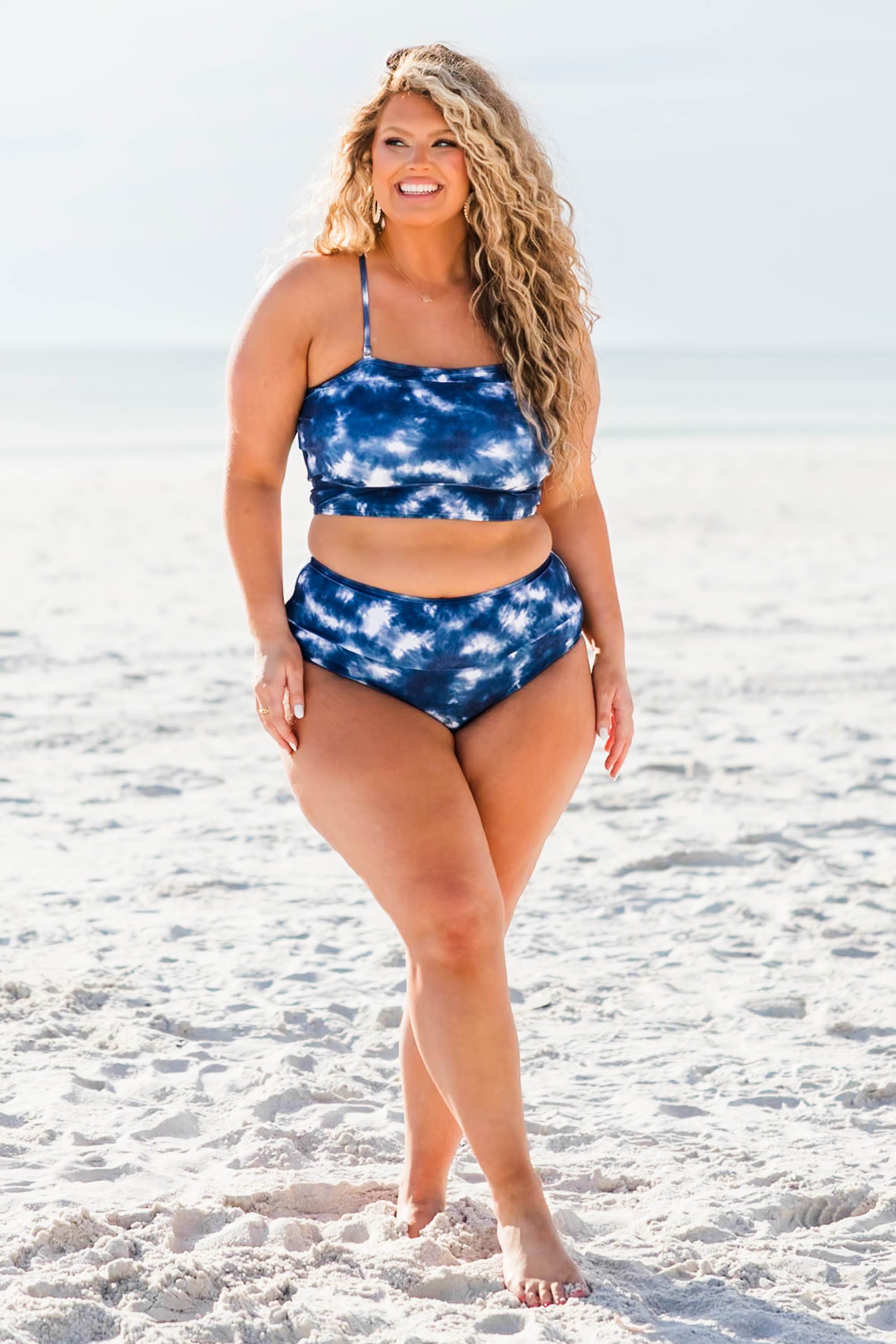 Hidden Islands Swim Bottom. Tie Dye-Blue