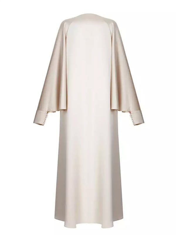 Casual Batwing Sleeves Split-Front Solid Color Maxi Dresses