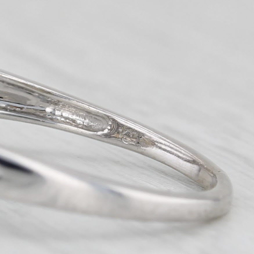 0.23ctw Black White Diamond Halo Engagement Ring 10k White Gold Size 8.75