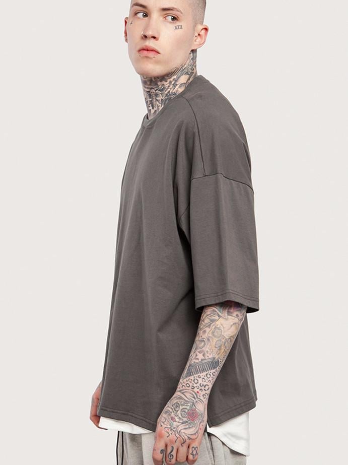 Solid Drop Shoulder Oversized Tee