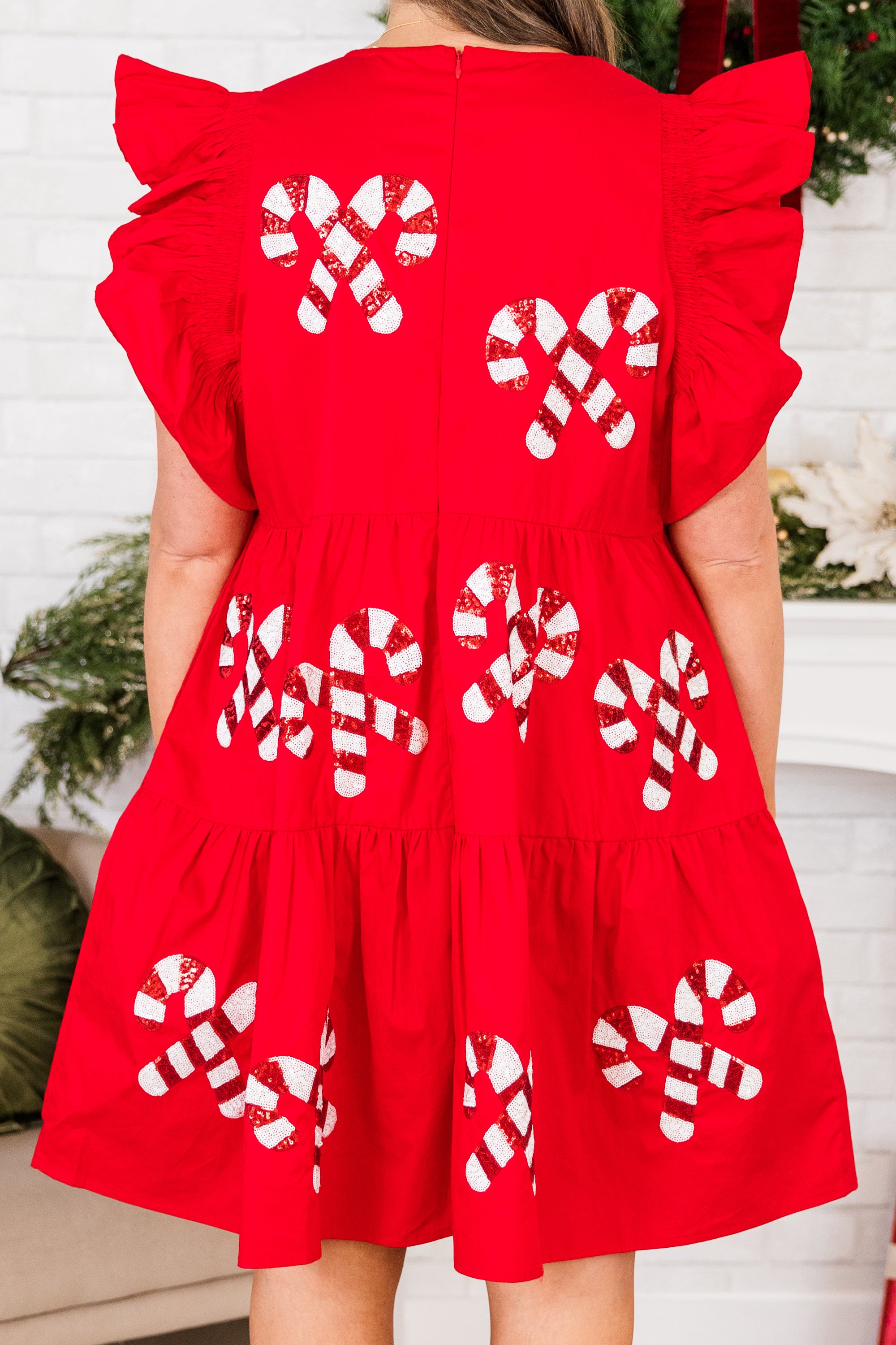 Candy Cane Charm Dress. Red