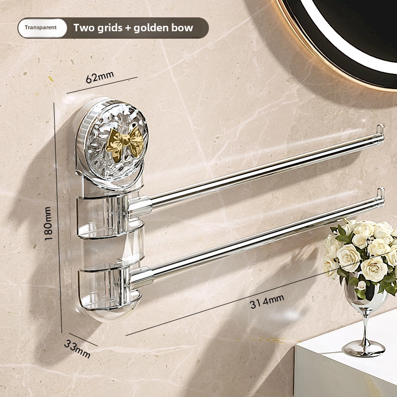 Suction Cup Towel Rack Internet Celebrity Punch-free Wall-mounted Rotating Rack Bathroom Towel Bar Multi-bar Multi-function Rack
