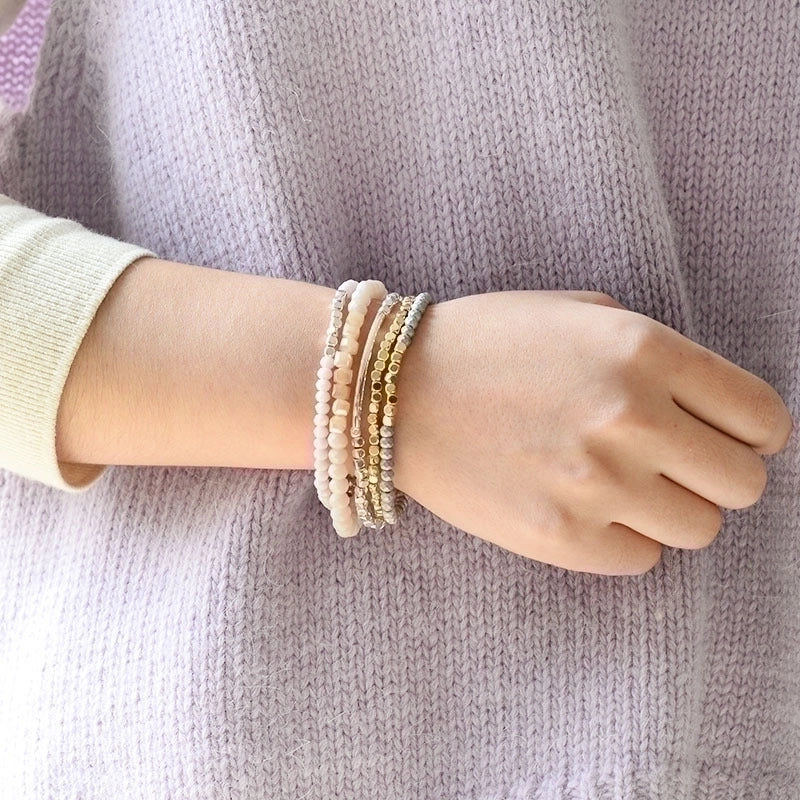 Minimalist Geometric Beaded Crystal Bracelets