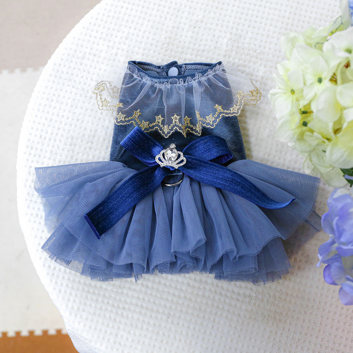 Crown Star Lace Dog Cat Princess Dress