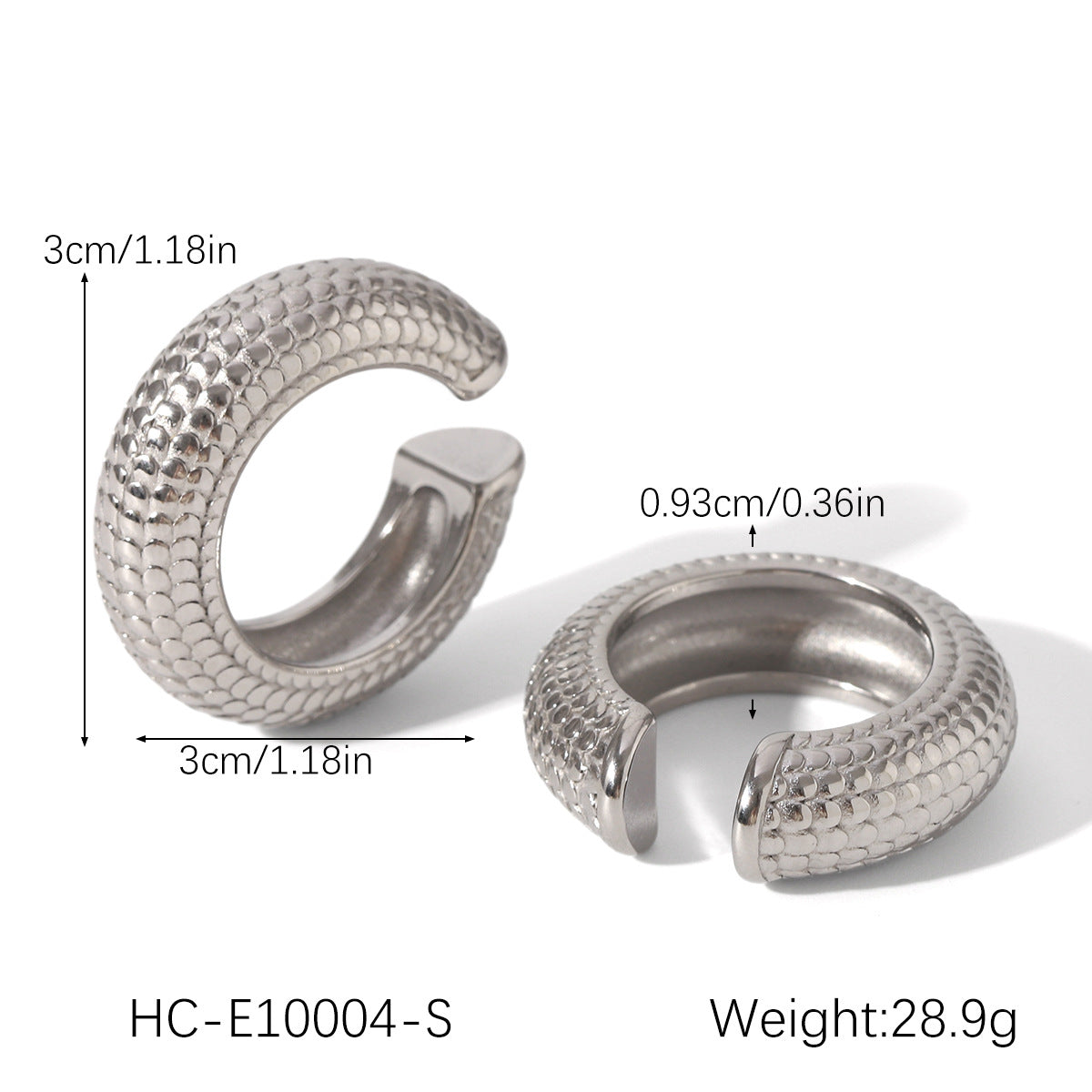 C-Shaped Scale Texture Stainless Steel Ear Bone Clip Striped Hollow Ear Clip Personality Simple Titanium Steel Earrings