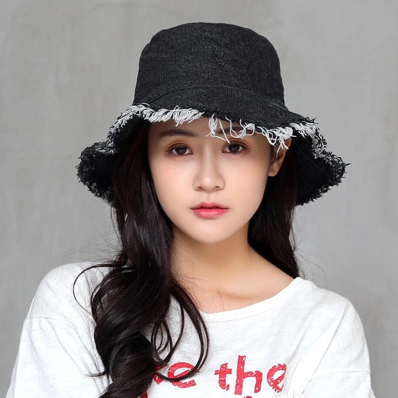 Women's Minimalist Commute Solid Color Patchwork Crimping Bucket Hat